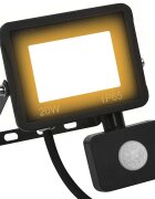 vidaXL LED прожектор със сензор 20 W топло бяло