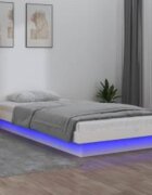 vidaXL LED Рамка за легло бяла 90x200 см масивно дърво