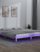 vidaXL LED рамка за легло бяло 150x200 см King Size масивно дърво