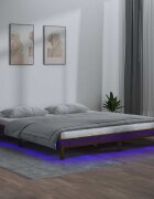 vidaXL LED рамка за легло меденокафява 140x190 см масивно дърво