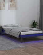 vidaXL LED рамка за легло сива 75x190 см Small Single дърво масив