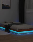 vidaXL LED рамка за легло восъчнокафяв 100x200 см борово дърво масив