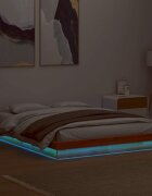 vidaXL LED рамка за легло восъчнокафяв 150x200 см борово дърво масив