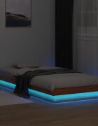 vidaXL LED рамка за легло восъчнокафяв 90x190 см борово дърво масив