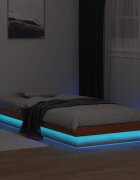 vidaXL LED рамка за легло восъчнокафяв 90x200 см борово дърво масив