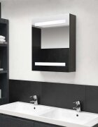 vidaXL LED шкаф с огледало за баня антрацит 50x14x60 см