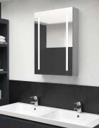 vidaXL LED шкаф с огледало за баня бетонно сив 50x13x70 см