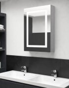 vidaXL LED шкаф с огледало за баня бетонно сив 50x13x70 см