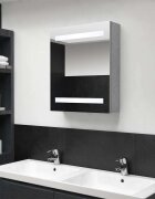 vidaXL LED шкаф с огледало за баня бетонно сив 50x14x60 см