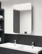 vidaXL LED шкаф с огледало за баня бетонно сив 60x11x80 см