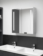 vidaXL LED шкаф с огледало за баня бетонно сив 62x14x60 см