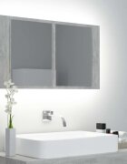 vidaXL LED шкаф с огледало за баня бетонно сив 80x12x45 см акрил