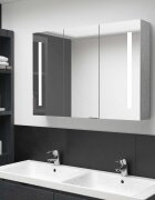 vidaXL LED шкаф с огледало за баня бетонно сив 89x14x62 см