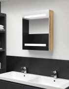 vidaXL LED шкаф с огледало за баня бяло и дъб 50x14x60 см