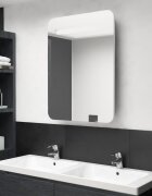 vidaXL LED шкаф с огледало за баня бяло и цвят дъб 60x11x80 см