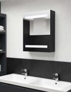 vidaXL LED шкаф с огледало за баня черно 50x14x60 см