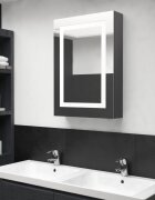 vidaXL LED шкаф с огледало за баня сив 50x13x70 см