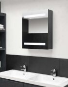 vidaXL LED шкаф с огледало за баня сив 50x14x60 см