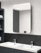 vidaXL LED шкаф с огледало за баня сив 60x11x80 см