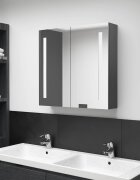 vidaXL LED шкаф с огледало за баня сив 62x14x60 см