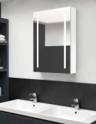 vidaXL LED шкаф с огледало за баня сияйно бяло 50x13x70 см