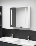 vidaXL LED шкаф с огледало за баня сияйно бяло 62x14x60 см