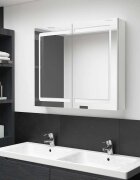 vidaXL LED шкаф с огледало за баня сияйно бяло 80x12x68 см