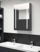 vidaXL LED шкаф с огледало за баня сияйно сиво 50x13x70 см