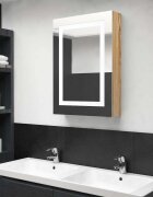 vidaXL LED шкаф с огледало за баня цвят дъб 50x13x70 см