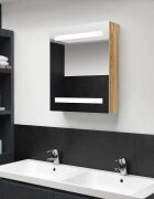vidaXL LED шкаф с огледало за баня цвят дъб 50x14x60 см