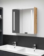 vidaXL LED шкаф с огледало за баня цвят дъб 62x14x60 см