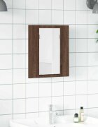 vidaXL LED шкаф за баня огледало кафяв дъб 40x12x45 см инженерно дърво