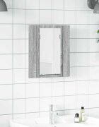 vidaXL LED шкаф за баня огледало сив сонома 40x12x45см инженерно дърво