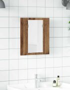 vidaXL LED шкаф за баня с огледало старо дърво 40x12x45 см