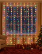 vidaXL LED светеща завеса 3х3 м 300 LED многоцветна 8 режима