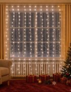 vidaXL LED светеща завеса 3х3 м 300 LED студено бяло 8 режима