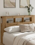 vidaXL LED табла за глава Artisan Инженерна дървесина