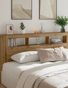 vidaXL LED табла за глава Artisan Инженерна дървесина