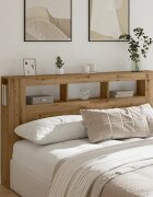 vidaXL LED табла за глава Artisan Инженерна дървесина
