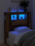 vidaXL LED табла за глава Старо дърво 100x185x1035 cm
