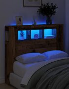 vidaXL LED табла за глава Старо дърво Инженерна дървесина