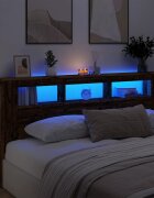 vidaXL LED табла за глава Старо дърво Инженерна дървесина