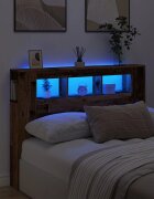 vidaXL LED табла за глава Старо дърво Инженерна дървесина