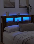 vidaXL LED табла за глава Старо дърво Инженерна дървесина