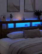 vidaXL LED табла за глава Старо дърво Инженерна дървесина