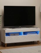 vidaXL LED телевизионен кабинет ALKMAAR 100 x 35 x 43 см Бял гланц