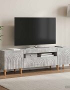 vidaXL LED телевизионен кабинет ALKMAAR 153 x 35 x 43 см Бетонно сиво