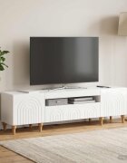 vidaXL LED телевизионен кабинет ALKMAAR 153 x 35 x 43 см Бял гланц