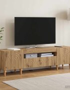 vidaXL LED телевизионен кабинет ALKMAAR 153 x 35 x 43 см Дъб артизан