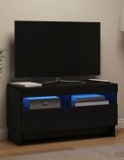 vidaXL LED телевизионен кабинет ALKMAAR 81 x 35 x 43 см Черно